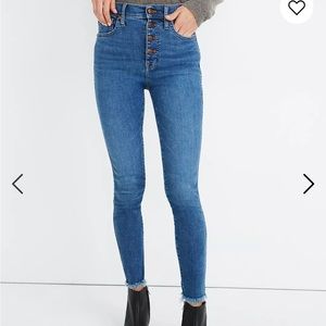 Madewell 10" High-Rise Skinny Jeans in Mackey Wash: Button-Front Edition sz 32